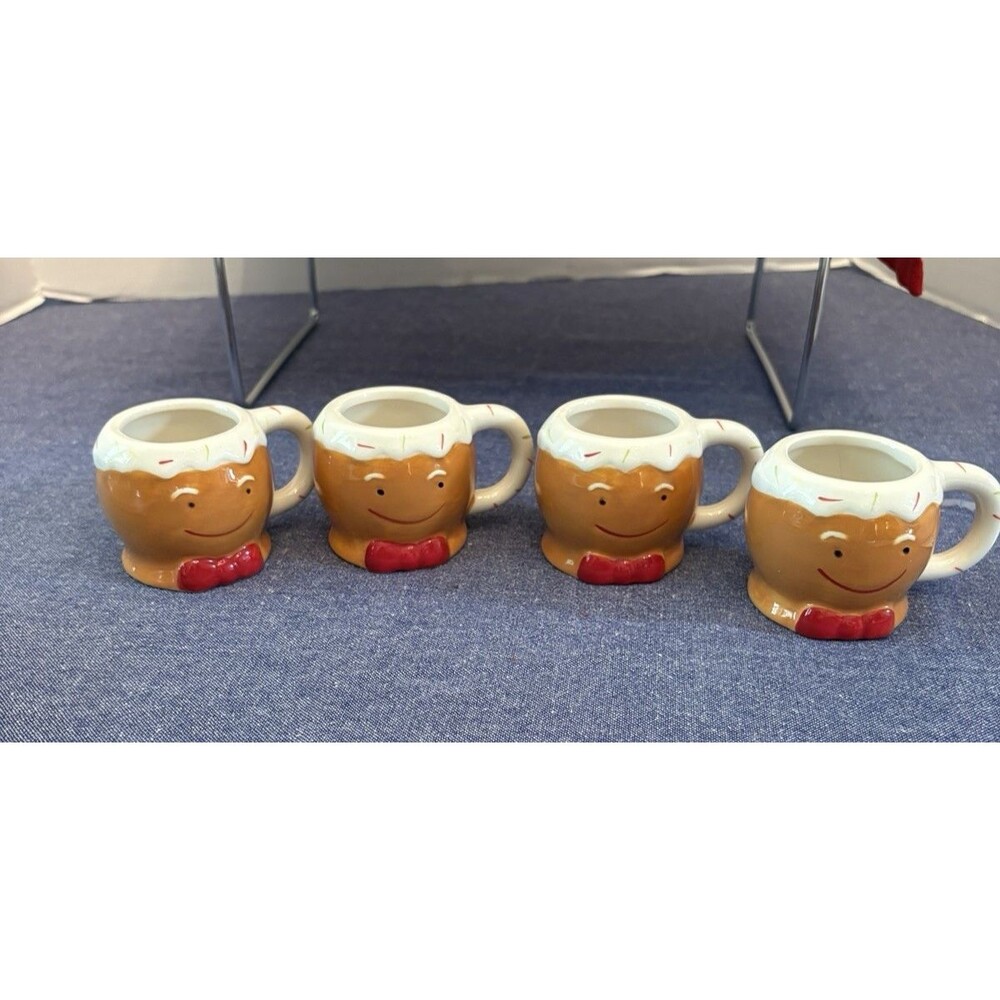 Miniature Sleigh Bell Bistro Faux Gingerbread Cups - 4 Total